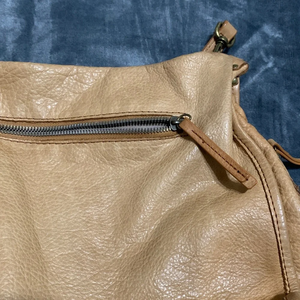 American Leather Co. Lenox Satchel Tan Leather Shoulder Bag Purse Triple Entry - Picture 4 of 16